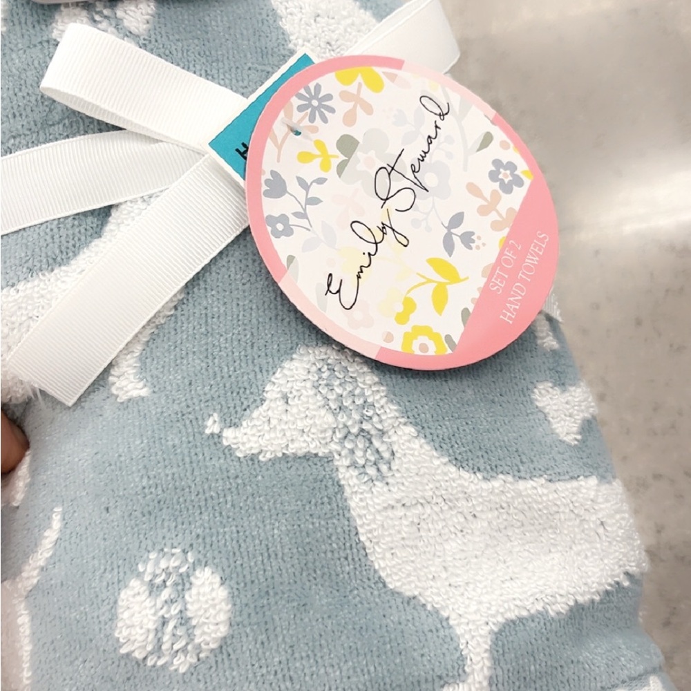 Dachshund Dog Blue/White Bath Towels NWT - Doxie, Wiener Dog, Dogs, Doxy, Dach,